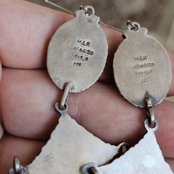 New. Navajo sterling long dangle arrow & variscite earrings - Picture 6 of 8